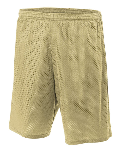 A4 9" Lined Tricot Mesh Short (N5296), Color 'Vegas Gold'